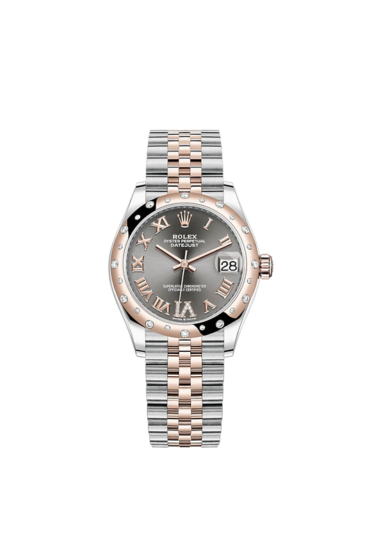 Datejust 31 31mm Jubilee Bracelet Oystersteel and Everose Gold with Slate Diamond Dial Diamond-Set Bezel