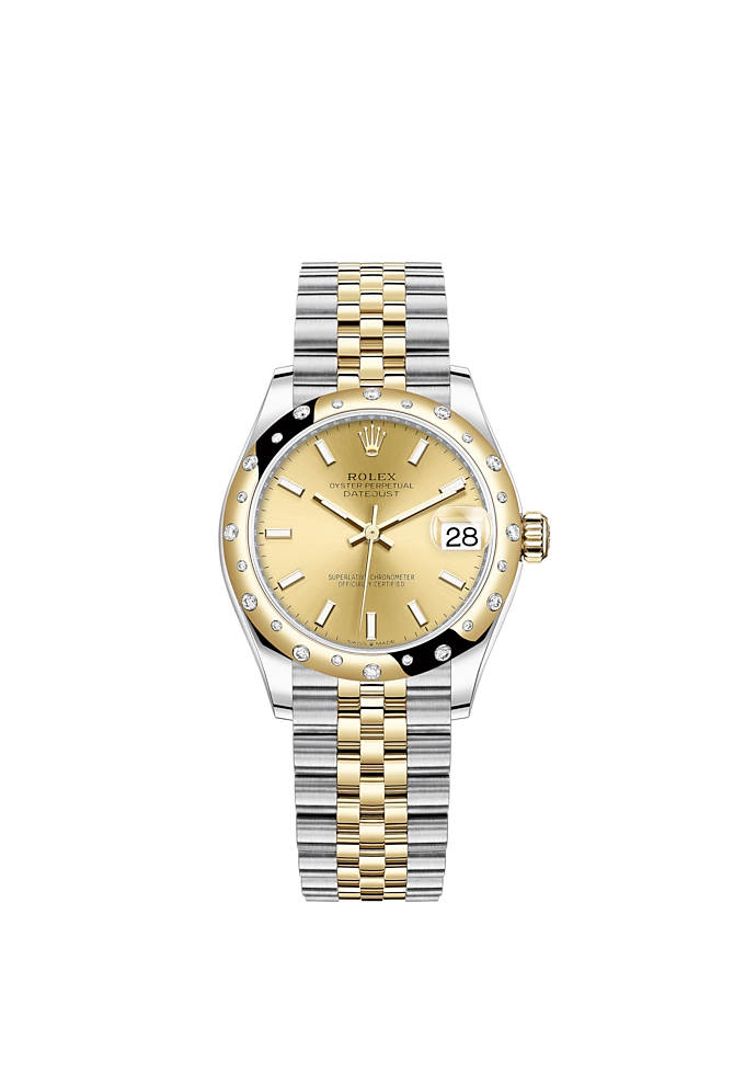 Datejust 31 31mm Jubilee Bracelet Oystersteel and Yellow Gold with Champagne-Colour Dial Diamond-Set Bezel