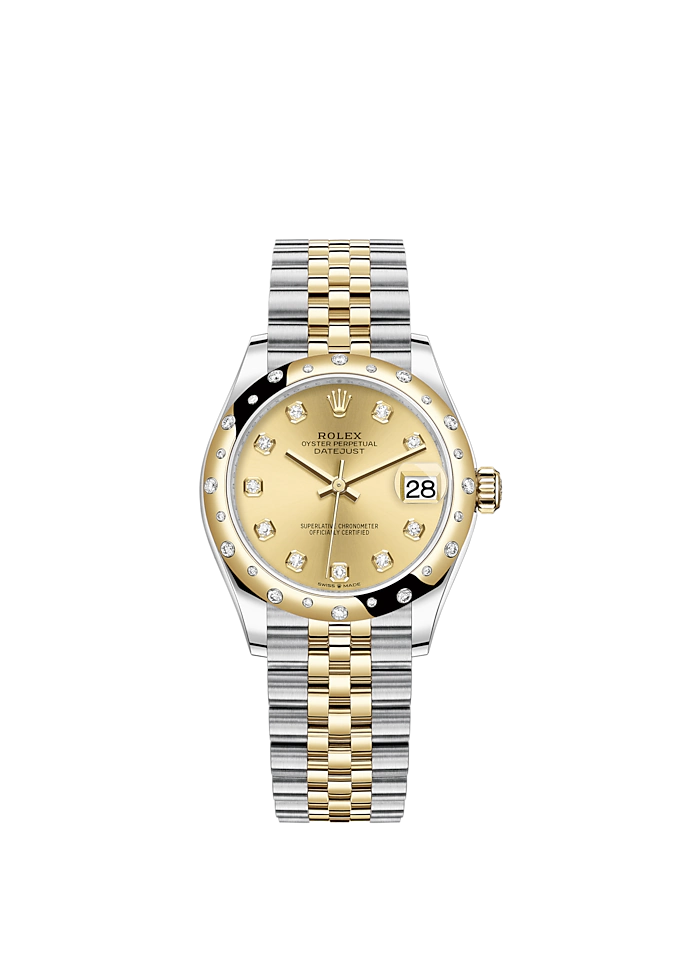 Datejust 31 31mm Jubilee Bracelet Oystersteel and Yellow Gold with Champagne-Colour Diamond-Set Dial Diamond-Set Bezel
