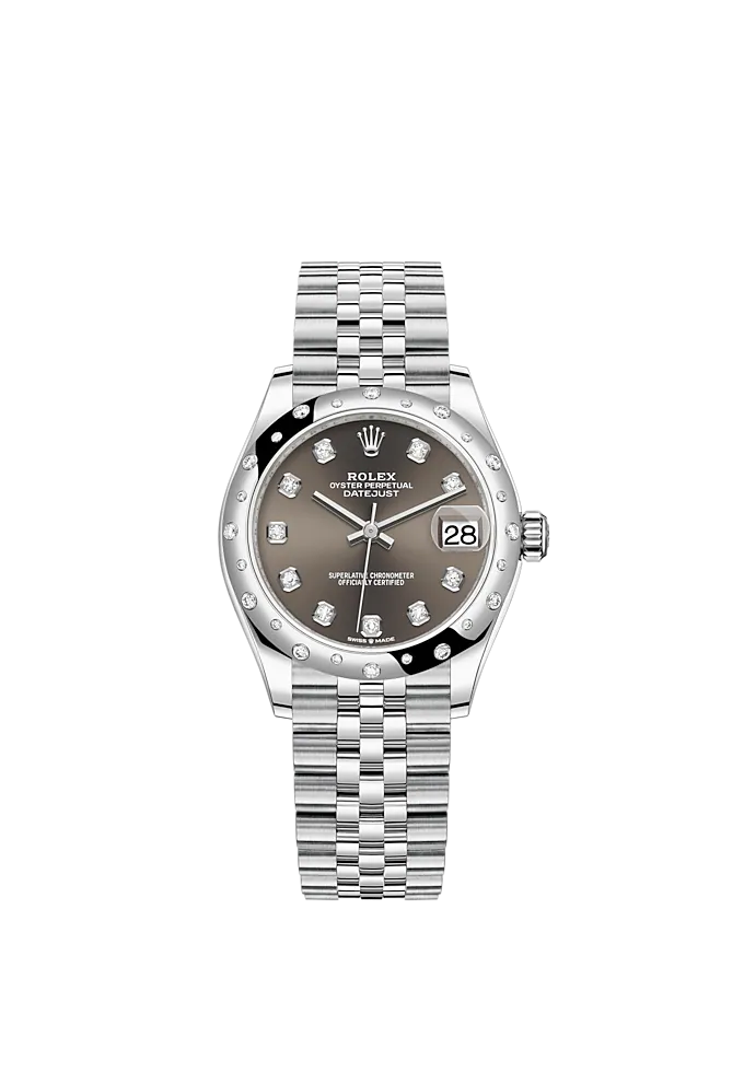 Datejust 31 31mm Jubilee Bracelet Oystersteel and White Gold with Dark Grey Diamond-set Dial Diamond-Set Bezel