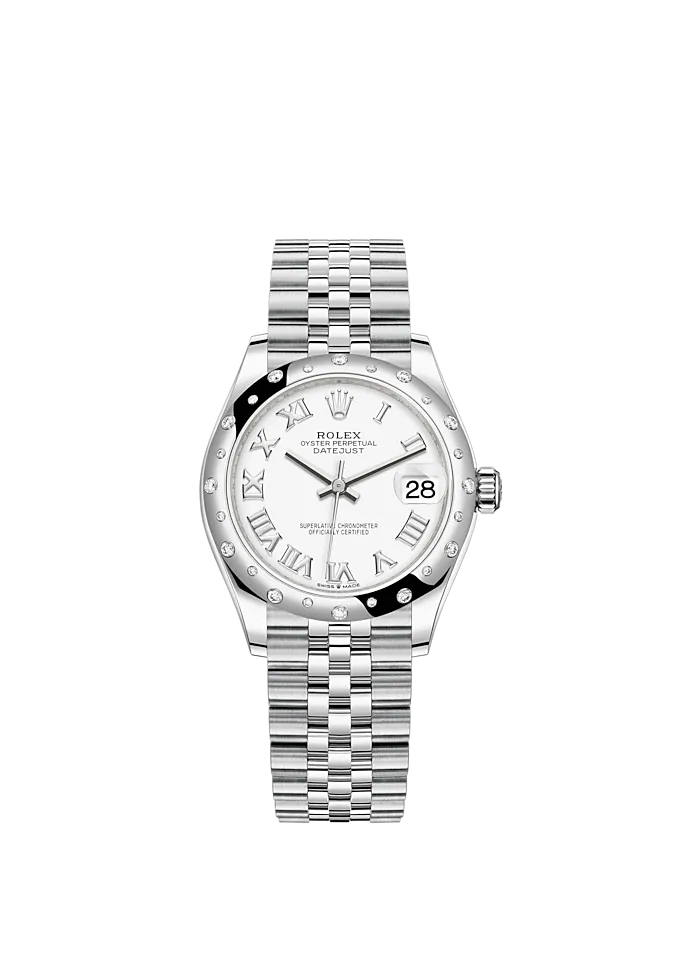 Datejust 31 31mm Jubilee Bracelet Oystersteel and White Gold with White Dial Diamond-Set Bezel