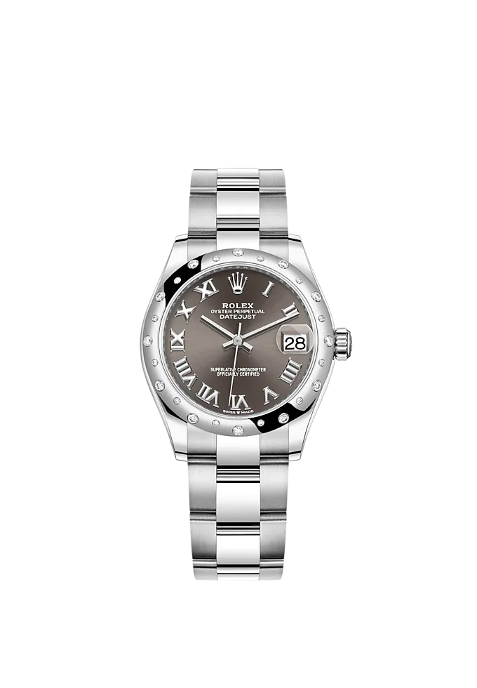 Datejust 31 31mm Oyster Bracelet Oystersteel With Dark Gray Dial Oystersteel Bezel