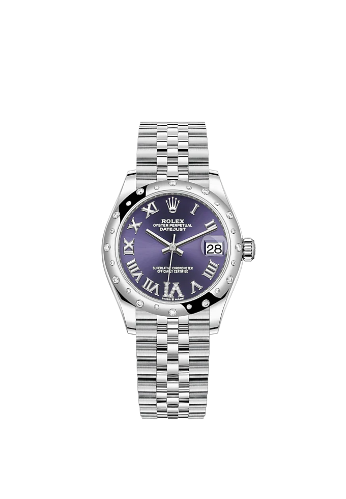 Datejust 31 31mm Jubilee Bracelet Oystersteel and White Gold with Aubergine Diamond Dial Diamond-Set Bezel