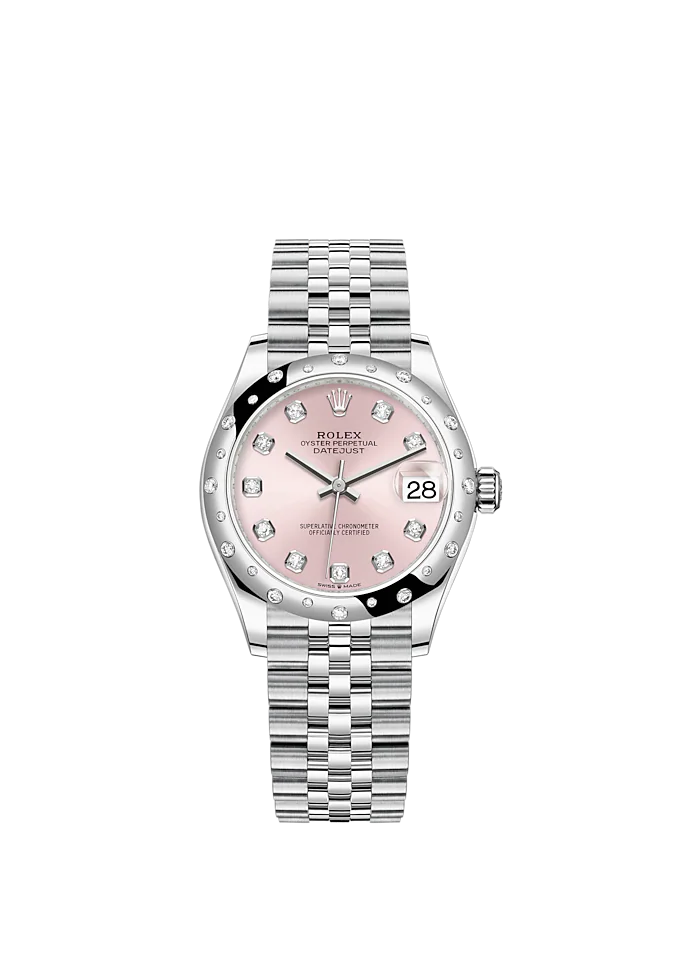 Datejust 31 31mm Jubilee Bracelet Oystersteel and White Gold with Pink Diamond-Set Dial Diamond-Set Bezel