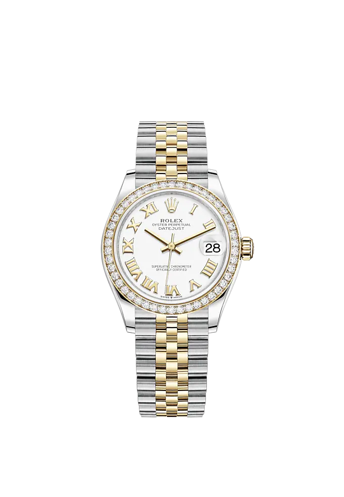 Datejust 31 31mm Jubilee Bracelet Oystersteel and Yellow Gold with White Dial Diamond-Set Bezel