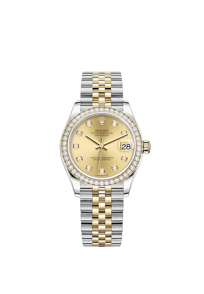 Datejust 31 31mm Jubilee Bracelet Oystersteel and Yellow Gold with Champagne-Colour Diamond-Set Dial Diamond-Set Bezel