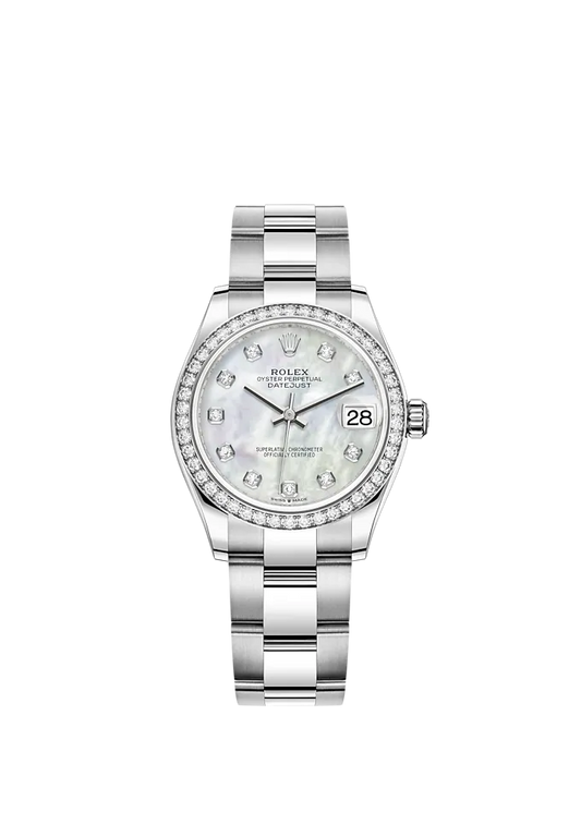 Datejust 31 31mm Oyster Bracelet Oystersteel and White Gold with White Mother-Of-Peal Diamond-Set Dial Diamond-Set Bezel