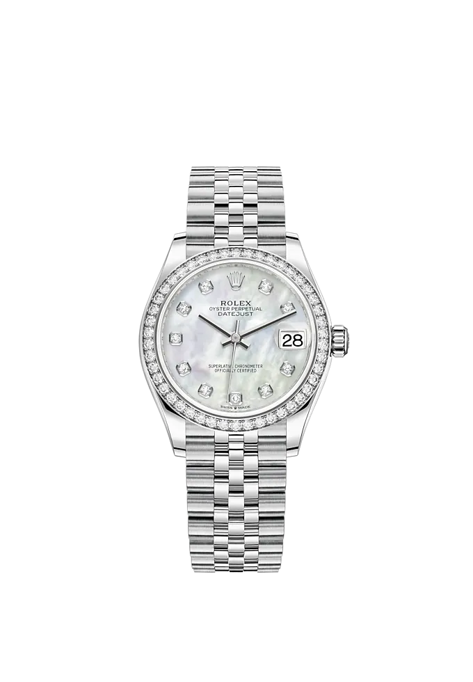 Datejust 31 31mm Jubilee Bracelet Oystersteel and White Gold with  White Mother-Of-Pearl Dial Knurled Bezel