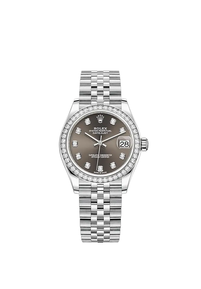 Datejust 31 31mm Jubilee Bracelet Oystersteel and White Gold with Dark Grey Diamond-Set Dial Diamond-Set Bezel