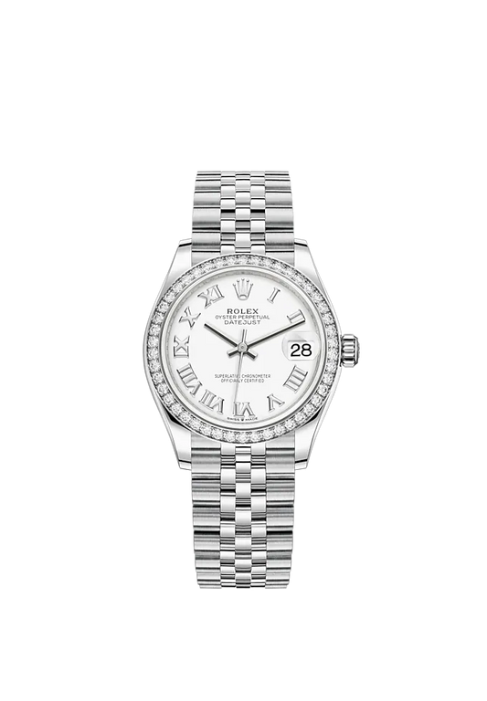 Datejust 31 31mm Jubilee Bracelet Oystersteel and White Gold with White Dial Diamond-Set Bezel