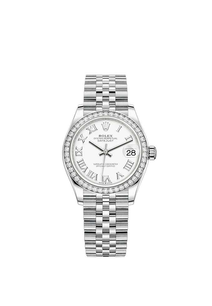 Datejust 31 31mm Jubilee Bracelet Oystersteel and White Gold with White Dial Diamond-Set Bezel