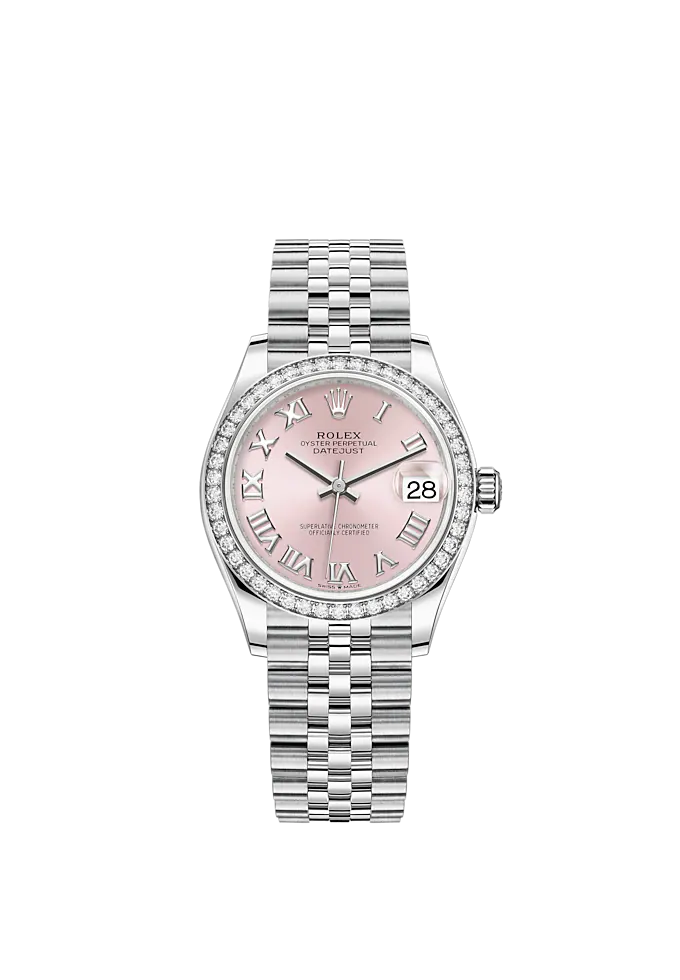 Datejust 31 31mm Jubilee Bracelet Oystersteel and White Gold with Pink Roman Dial Diamond-Set Bezel
