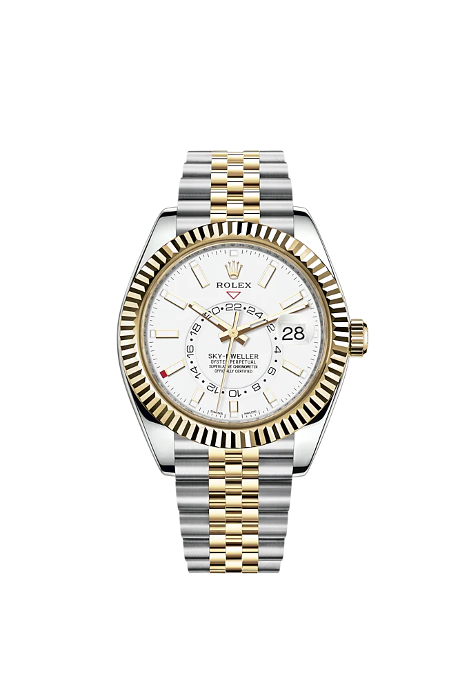 Sky-Dweller 42mm Jubilee Bracelet Oystersteel and Yellow Gold with Intense White Dial Fluted Bezel