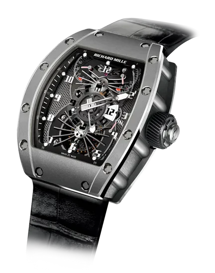 RM 022 Tourbillon Aerodyne Dual Time Zone Rubber Strap White Gold Case