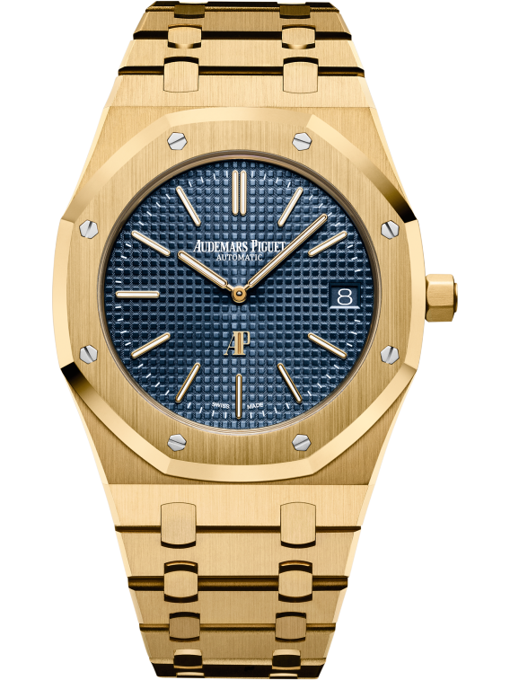 Royal Oak Jumbo Extra-Thin 39MM 18-Carat Yellow Gold Bracelet Blue Dial With Petite Tapisserie Pattern 18-Carat Yellow Gold Case