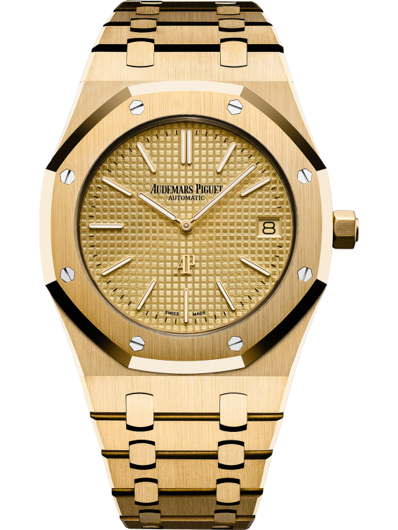 Royal Oak Jumbo Extra-Thin 39MM 18-Carat Yellow Gold Bracelet Yellow-Gold Toned Dial With Petite Tapisserie Pattern 18-Carat Yellow Gold Case