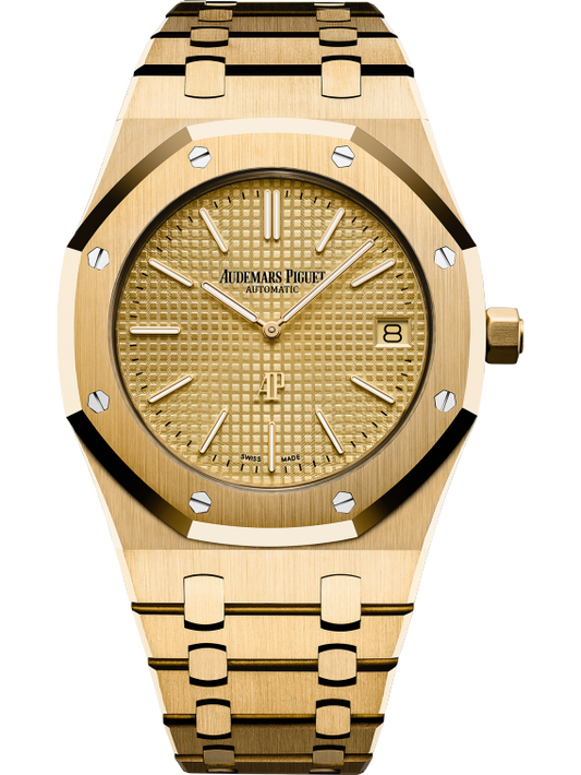 Royal Oak Jumbo Extra-Thin 39MM 18-Carat Yellow Gold Bracelet Yellow-Gold Toned Dial With Petite Tapisserie Pattern 18-Carat Yellow Gold Case