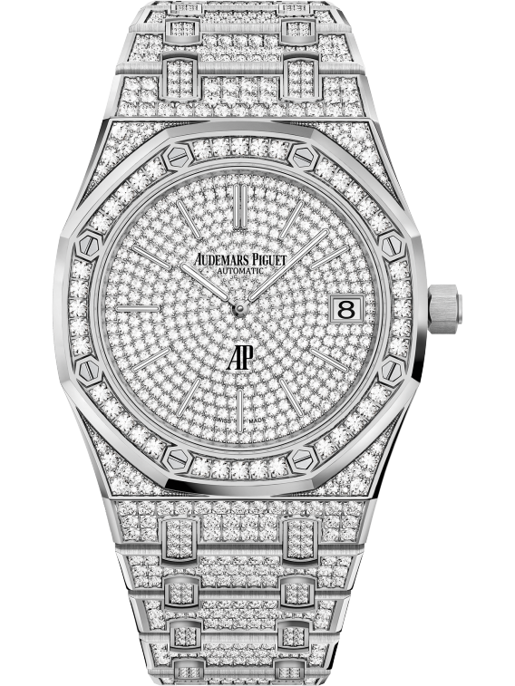 Royal Oak Jumbo Extra-Thin 39MM Diamond-Set 18-Carat White Gold Bracelet Diamond-Set 18-Carat White Gold Dial Diamond-Set 18-Carat White Gold Case