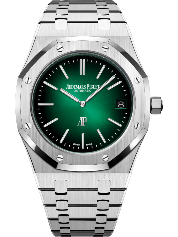 Royal Oak Jumbo Extra-Thin 39MM 950 Platinum Bracelet Smoked Green Dial With Sunray Pattern Base 950 Platinum Case