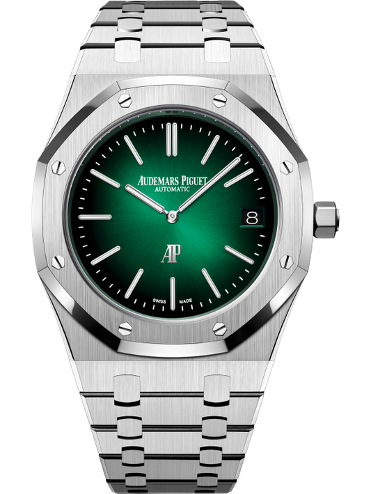 Royal Oak Jumbo Extra-Thin 39MM 950 Platinum Bracelet Smoked Green Dial With Sunray Pattern Base 950 Platinum Case