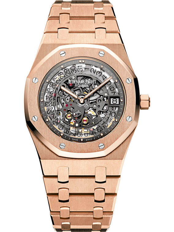 Royal Oak Openworked Extra-Thin 39MM 18-Carat Rose Gold Bracelet Openworked Slate Grey Dial 18-Carat Rose Gold Case