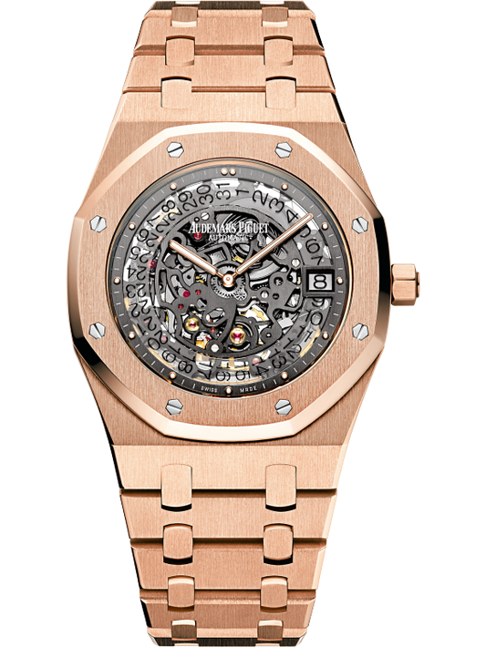 Royal Oak Openworked Extra-Thin 39MM 18-Carat Rose Gold Bracelet Openworked Slate Grey Dial 18-Carat Rose Gold Case