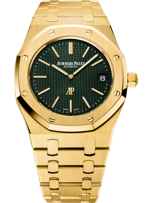 Royal Oak Extra-Thin 39MM 18-Carat Yellow Gold Bracelet Green Dial With Petite Tapisserie Pattern 18-Carat Yellow Gold Case