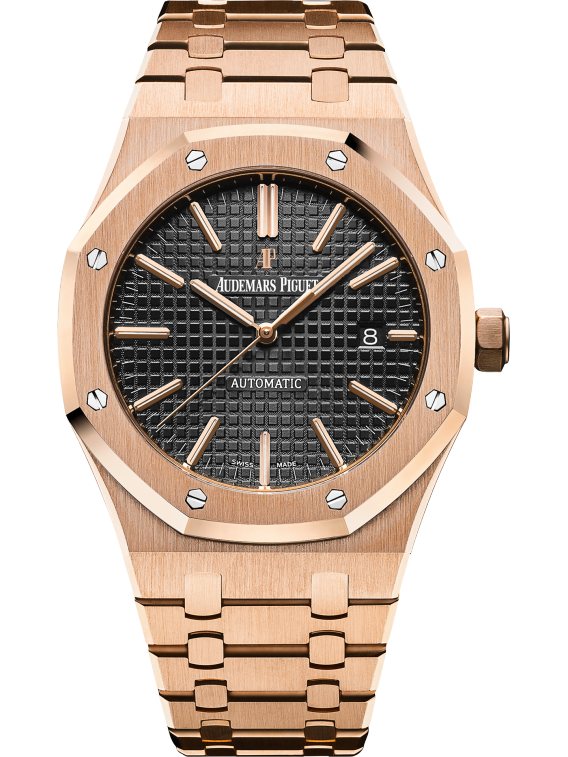 Royal Oak Selfwinding 41MM 18-Carat Pink Gold Bracelet Black Dial With Grande Tapisserie Pattern 18-Carat Pink Gold Case