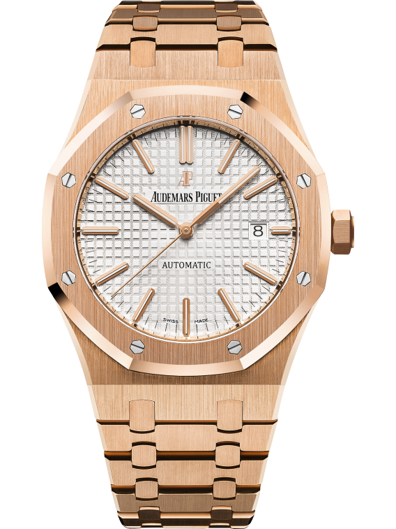 Royal Oak Selfwinding 41MM 18-Carat Pink Gold Bracelet Silver-Toned Dial With Grande Tapisserie Pattern 18-Carat Pink Gold Case