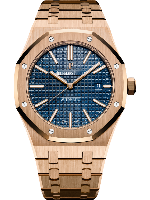 Royal Oak Selfwinding 41MM 18-Carat Pink Gold Bracelet Blue Dial With Grande Tapisserie Pattern 18-Carat Pink Gold Case