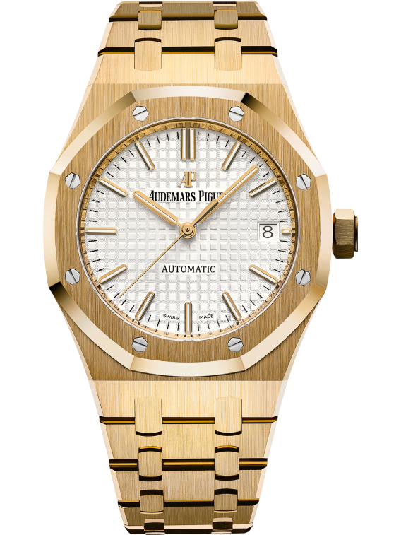 Royal Oak Selfwinding 37MM 18-Carat Yellow Gold Bracelet Silver-Toned Dial With Grande Tapisserie pattern 18-Carat Yellow Gold Case