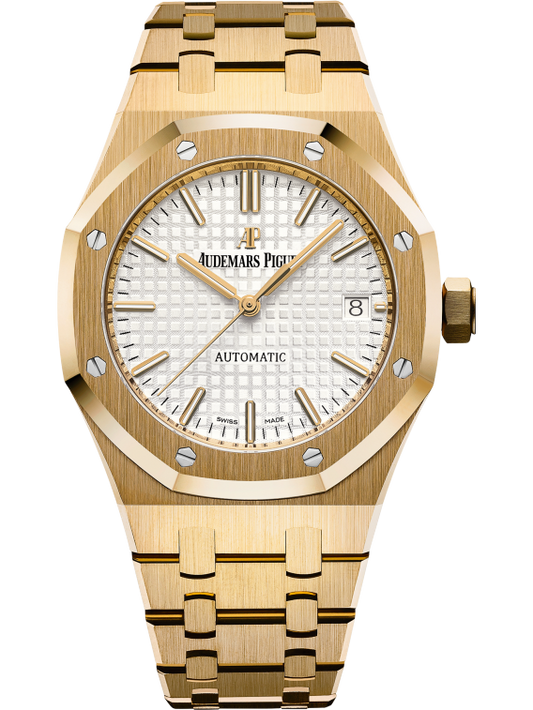 Royal Oak Selfwinding 37MM 18-Carat Yellow Gold Bracelet Silver-Toned Dial With Grande Tapisserie pattern 18-Carat Yellow Gold Case