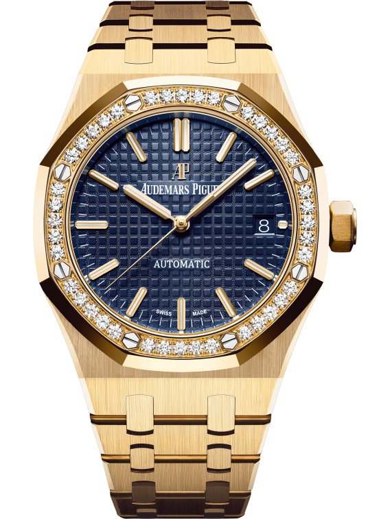 Royal Oak Selfwinding 37MM 18-Carat Yellow Gold Bracelet Blue Dial With Grande Tapisserie Pattern 18-Carat Yellow Gold Case Diamond-Set Bezel