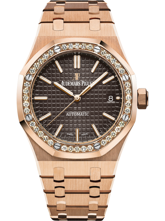 Royal Oak Selfwinding 37MM 18-Carat Pink Gold Bracelet Brown Dial With Grande Tapisserie Pattern 18-Carat Pink Gold Case Diamond-Set Bezel