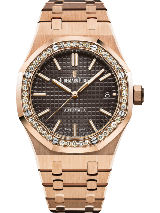 Royal Oak Selfwinding 37MM 18-Carat Pink Gold Bracelet Brown Dial With Grande Tapisserie Pattern 18-Carat Pink Gold Case Diamond-Set Bezel