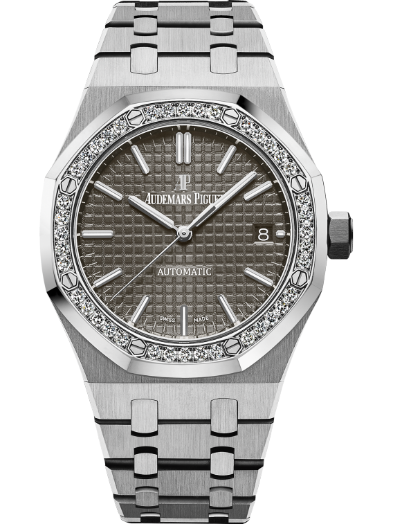 Royal Oak Selfwinding 37MM Stainless Steel Bracelet Grey Ruthenium-Toned Dial With Grande Tapisserie Pattern Stainless Steel Case Diamond-Set Bezel