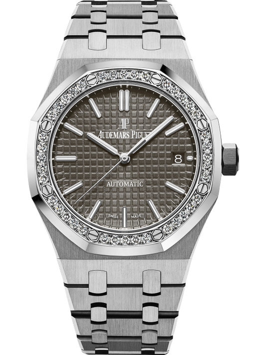 Royal Oak Selfwinding 37MM Stainless Steel Bracelet Grey Ruthenium-Toned Dial With Grande Tapisserie Pattern Stainless Steel Case Diamond-Set Bezel