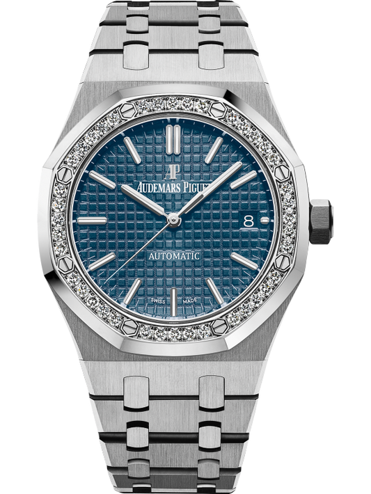 Royal Oak Selfwinding 37MM Stainless Steel Bracelet Blue Dial With Grande Tapisserie Pattern Stainless Steel Case Diamond-Set Bezel