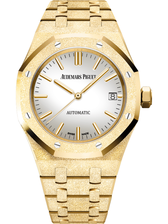 Royal Oak Frosted Gold Selfwinding 37MM Hammered 18-Carat Yellow Gold Bracelet Silver-Toned Mirror Dial Hammered 18-Carat Yellow Gold Case