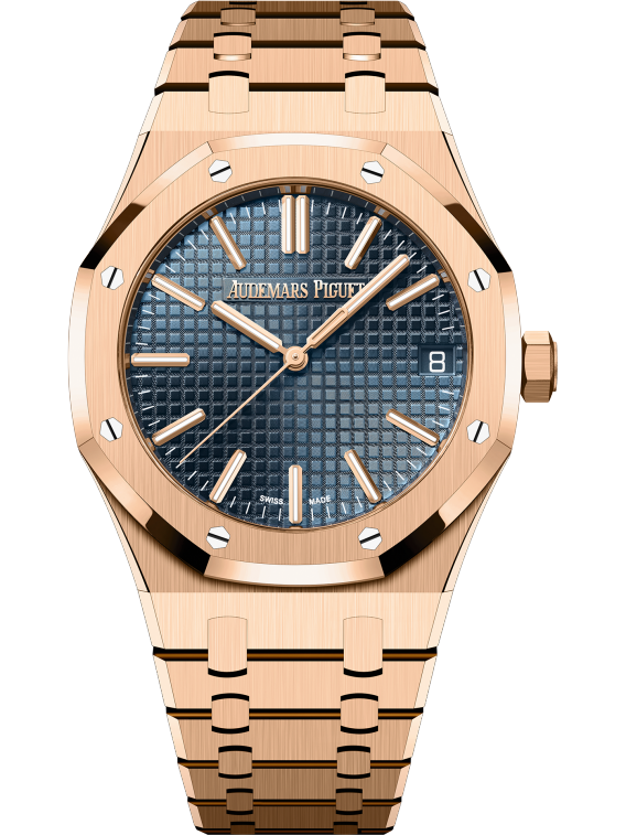 Royal Oak Selfwinding 50th Anniversary 41MM 18-Carat Pink Gold Bracelet Bleu Nuit Nuage 50 Dial With Grande Tapisserie Pattern 18-Carat Pink Gold Case