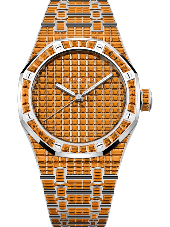 Royal Oak Selfwinding Orange Spessartite 50th Anniversary 41MM 18-Carat White Gold Bracelet Set 18-Carat White Gold Dial Set 18-Carat White Gold Case Set With Baguette-Cut Orange Spessartites