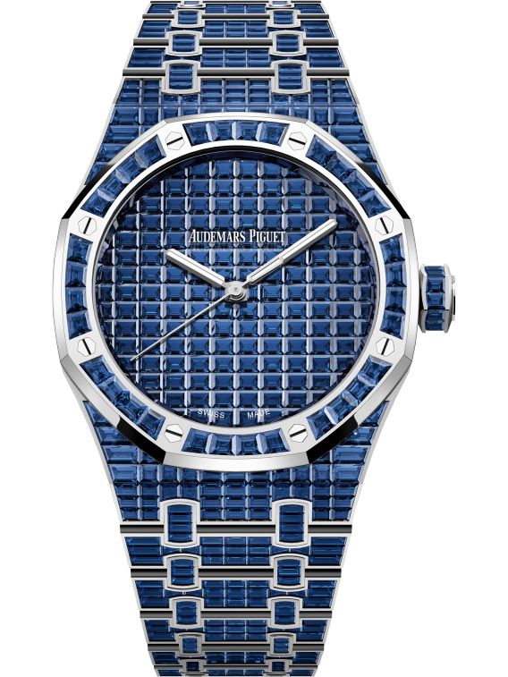 Royal Oak Selfwinding Blue Sapphire 50th Anniversary 41MM 18-Carat White Gold Bracelet Set 18-Carat White Gold Dial Set 18-Carat White Gold Case Set With Baguette-Cut Blue Sapphires