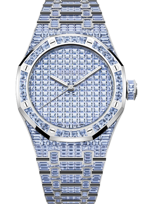 Royal Oak Selfwinding Tanzanite 50th Anniversary 41MM 18-Carat White Gold Bracelet Set 18-Carat White Gold Dial Set 18-Carat White Gold Case Set With Baguette-Cut Tanzanites