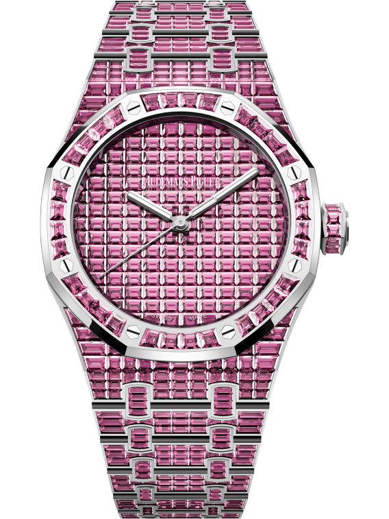 Royal Oak Selfwinding Pink Tourmaline 50th Anniversary 41MM 18-Carat White Gold Bracelet Set 18-Carat White Gold Dial Set 18-Carat White Gold Case Set With Baguette-Cut Pink Tourmalines