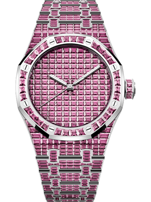 Royal Oak Selfwinding Pink Tourmaline 50th Anniversary 41MM 18-Carat White Gold Bracelet Set 18-Carat White Gold Dial Set 18-Carat White Gold Case Set With Baguette-Cut Pink Tourmalines