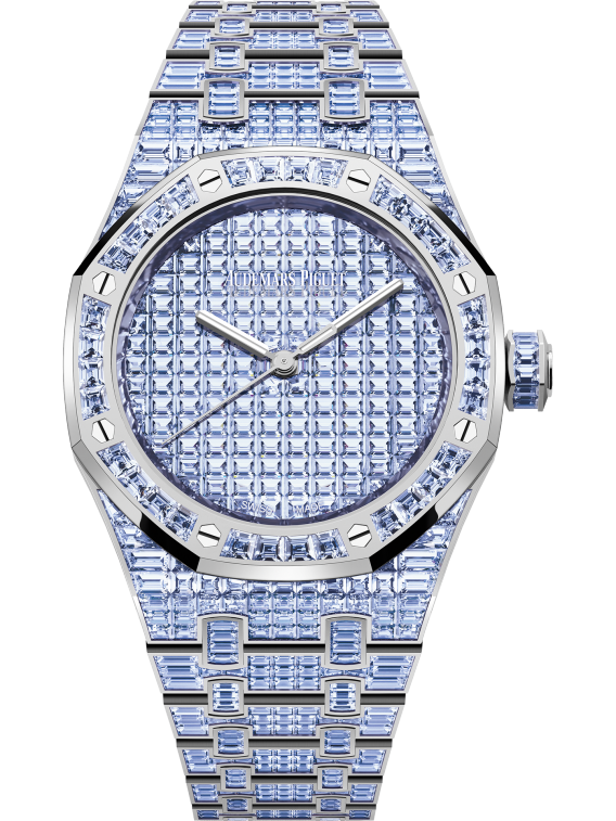 Royal Oak Selfwinding Tanzanite 50th Anniversary 37MM 18-Carat White Gold Bracelet 18-Carat White Gold Dial 18-Carat White Gold Case Set With Baguette-Cut Tanzanites