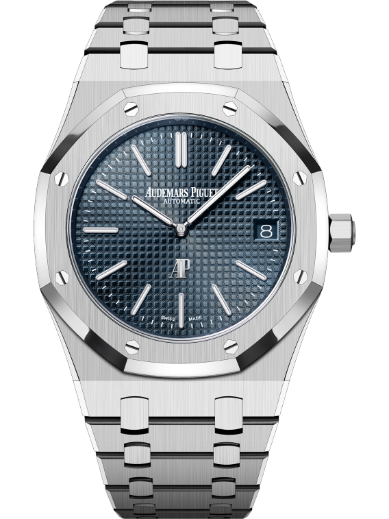 Royal Oak Jumbo Extra-Thin 50th Anniversary 39MM Stainless Steel Bracelet Bleu Nuit Nuage 50 Dial With Petite Tapisserie Pattern Stainless Steel Case