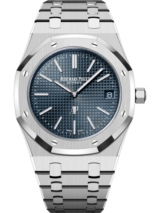 Royal Oak Jumbo Extra-Thin 50th Anniversary 39MM Stainless Steel Bracelet Bleu Nuit Nuage 50 Dial With Petite Tapisserie Pattern Stainless Steel Case