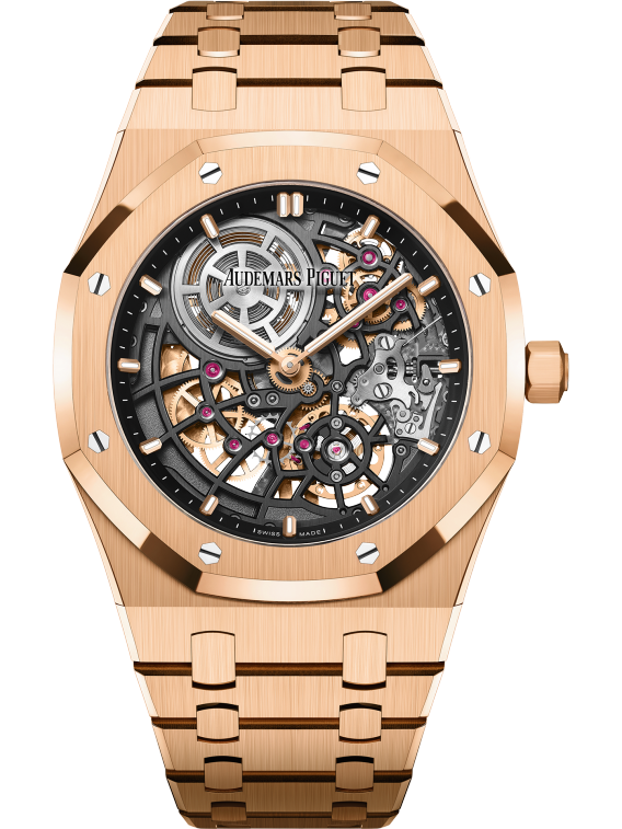 Royal Oak Jumbo Extra-Thin Openworked 50th Anniversary 39MM 18-Carat Pink Gold Bracelet Openworked Slate Grey Dial 18-Carat Pink Gold Case