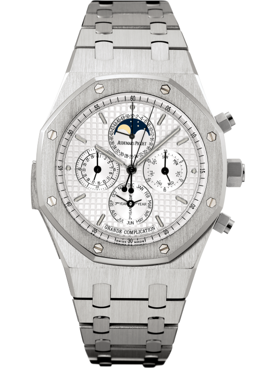 Royal Oak Grande Complication 44MM 18-Carat White Gold Bracelet Silver-Toned Dial With Grande Tapisserie Pattern 18-Carat White Gold Case